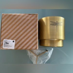 NWT Nicobar designer brand gold dragonfly  planter pot 6" tall tripod stand